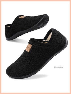 Fuzzy House Slippers Faux Fur Lined Closed Back EVA Sole